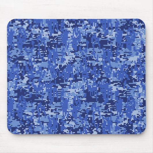 Navy Blue Digital Pixels Camouflage Texture Decor Mousepad (Vorne)