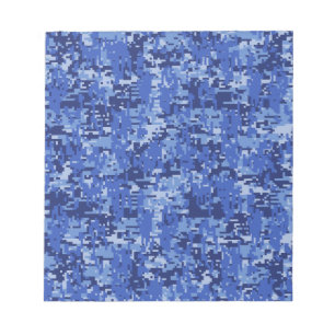 Navy Blue Digital Pixels Camouflage Texture Decor Notizblock