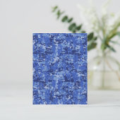 Navy Blue Digital Pixels Camouflage Texture Decor Postkarte (Stehend Vorderseite)