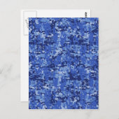 Navy Blue Digital Pixels Camouflage Texture Decor Postkarte (Vorne/Hinten)