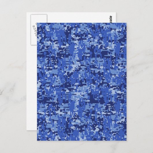 Navy Blue Digital Pixels Camouflage Texture Decor Postkarte (Vorne/Hinten)