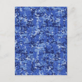 Navy Blue Digital Pixels Camouflage Texture Decor Postkarte (Vorderseite)