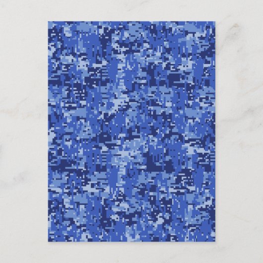 Navy Blue Digital Pixels Camouflage Texture Decor Postkarte (Vorderseite)