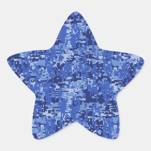 Navy Blue Digital Pixels Camouflage Texture Decor Stern-Aufkleber (Vorderseite)