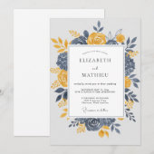 Navy Blue Dignified Autumnal Wedding Einladung (Vorne/Hinten)