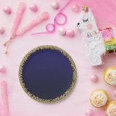 Navy Blue Dipped Gold Glitzer Glam Sparkle Party Pappteller (Party)