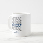 Navy Blue Distressed Lacrosse Word Kaffeetasse (Vorderseite Links)