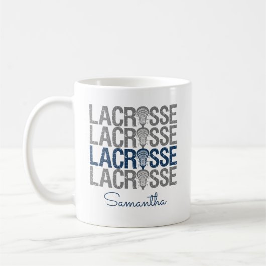 Navy Blue Distressed Lacrosse Word Kaffeetasse (Links)