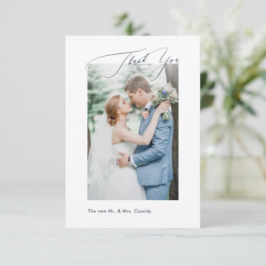 Navy Blue DIY Farben Luxe Script Wedding Vielen Da Dankeskarte (Stehend Vorderseite)