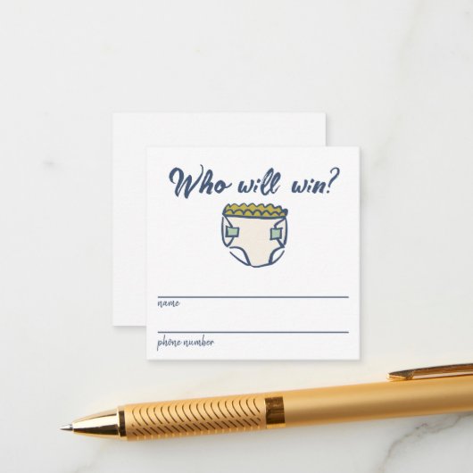 Navy Blue Doodle Baby Diaper Raffle Entry Card Begleitkarte (Vorderseite/Rückseite Beispiel)