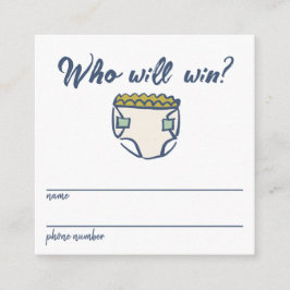 Navy Blue Doodle Baby Diaper Raffle Entry Card Begleitkarte