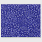 Navy Blue Doodle Christmas Sleigh Pattern Geschenkpapier (Flach)