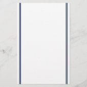 Navy-Blue-Doppelstrich-Monogramm & Name Briefpapier (Rückseite)