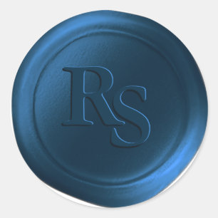Navy Blue Double Monogram Hochzeitwax Siegel Runder Aufkleber