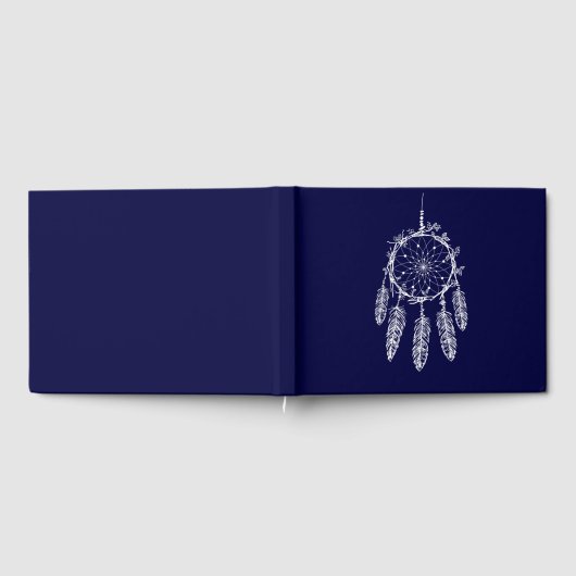 Navy Blue Dream Catcher Native American Wedding Gästebuch (Voll)