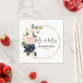 Navy Blue Dusty Blush Pink Silver Wedding Napkins Serviette (Beispiel)