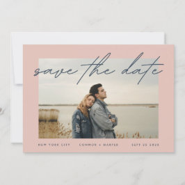 Navy Blue Dusty Rose Elegantes Foto an der Grenze Save The Date