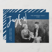 Navy Blue Einfach fröhliches Foto Feiertagskarte (Vorne/Hinten)