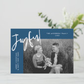 Navy Blue Einfach fröhliches Foto Feiertagskarte (Stehend Vorderseite)