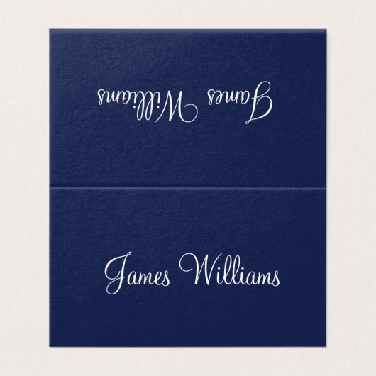 Navy Blue Einfach geklappte Platzierungskarten (Außenseite Aufgefaltet)