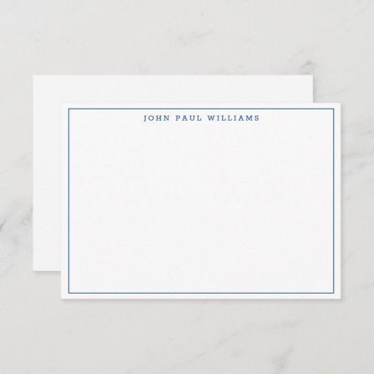 Navy Blue Einfache Berufliche formale dünne Grenze Mitteilungskarte (Vorne/Hinten)