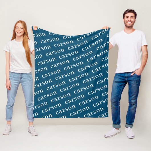 Navy Blue Einfache Personalisierte Wiederholung Fleecedecke (Beispiel)