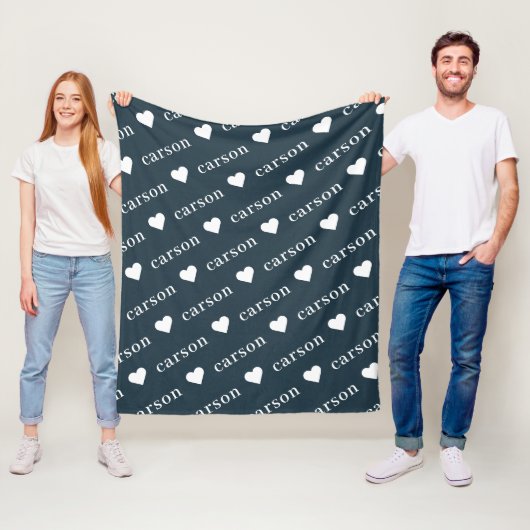 Navy Blue Einfache Personalisierte Wiederholung Fleecedecke (Beispiel)