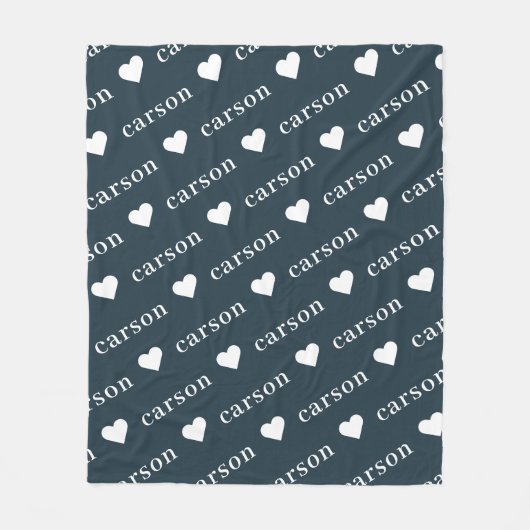 Navy Blue Einfache Personalisierte Wiederholung Fleecedecke (Vorderseite)