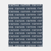 Navy Blue Einfache Personalisierte Wiederholung Fleecedecke (Vorderseite)