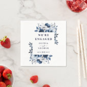 Navy Blue EleganCountry Floral Engagement Party Serviette (Beispiel)