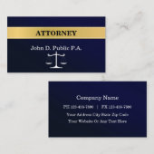 Navy Blue Eleganney Attorney Business Card Visitenkarte (Vorne/Hinten)
