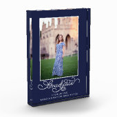 Navy Blue Elegant Abschluss Foto Keepake (Links)