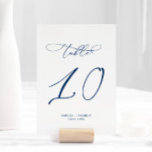 Navy Blue Elegant Calligraphy Table 10 Wedding Tischnummer