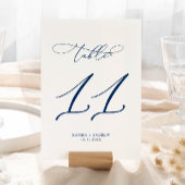 Navy Blue Elegant Calligraphy Table 11 Wedding Tischnummer