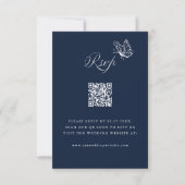Navy Blue Elegant Calligraphy Wedding QR Code RSVP Karte (Vorderseite)