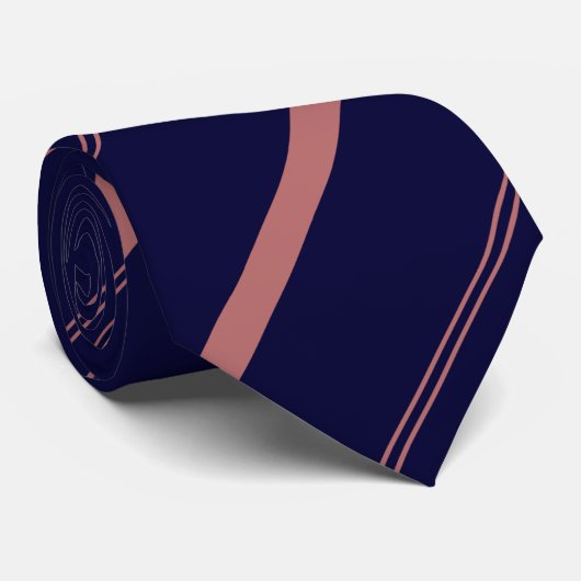 Navy Blue Elegant Diagonal Lines Striped Krawatte (Gerollt)