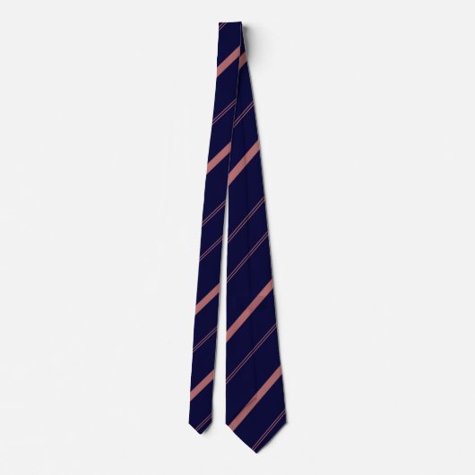 Navy Blue Elegant Diagonal Lines Striped Krawatte (Rückseite)