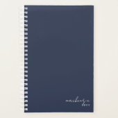 Navy Blue Elegant Einfach Minimalistisch Personali Planer (Vorderseite)