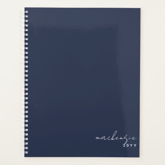 Navy Blue Elegant Einfach Minimalistisch Personali Planer (Vorderseite)