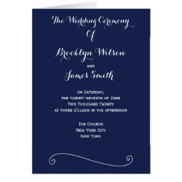 Navy Blue Elegant Hochzeitsprogramme
