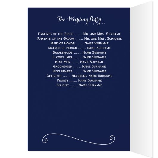 Navy Blue Elegant Hochzeitsprogramme (Innen (Links))