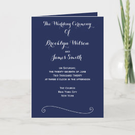 Navy Blue Elegant Hochzeitsprogramme Programm