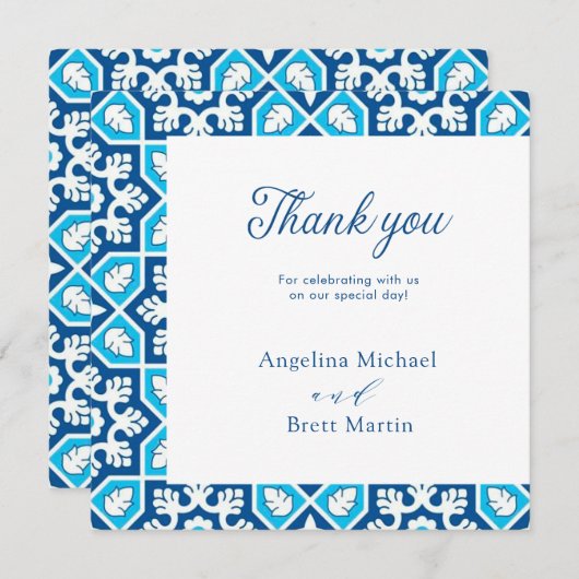 Navy Blue Elegant Minimalistisch Flat Dankeschön K (Vorne/Hinten)