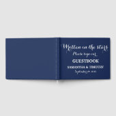 Navy Blue Elegant Minimalistisch Simple Modern Wed Gästebuch (Voll)