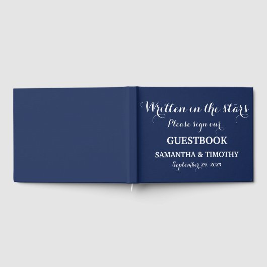 Navy Blue Elegant Minimalistisch Simple Modern Wed Gästebuch (Voll)