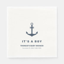 Navy Blue Elegant Nautical Anchor Baby Shower