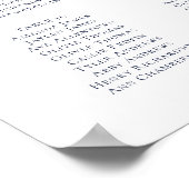 Navy Blue Elegant Print/Digital 20 Seating Chart Poster (Ecke)