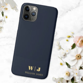 Navy Blue Elegant Professional Minimalist Monogram Case-Mate iPhone Hülle