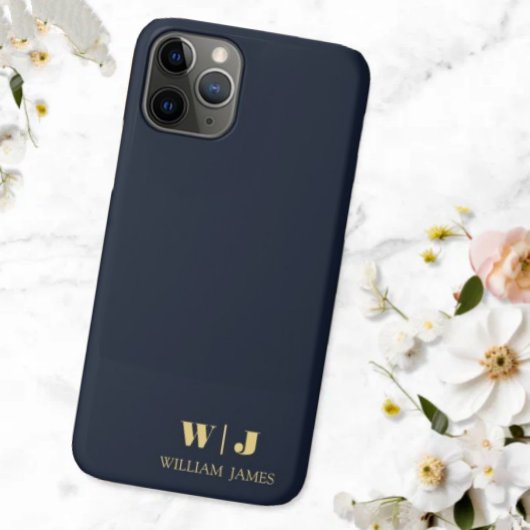 Navy Blue Elegant Professional Minimalist Monogram Case-Mate iPhone Hülle