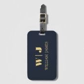 Navy Blue Elegant Professional Minimalist Monogram Gepäckanhänger (Vorderseite Vertikal)